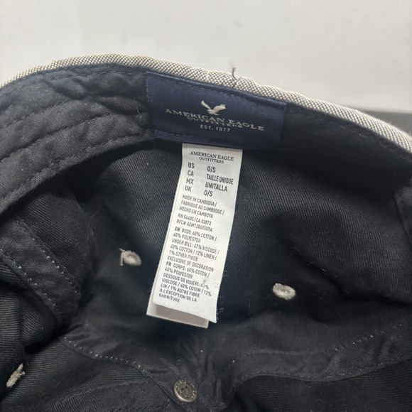 American Eagle Simple Patch 6 Panel Baseball Cap Unisex Adult OSFM Gray Hat - Picture 8 of 8